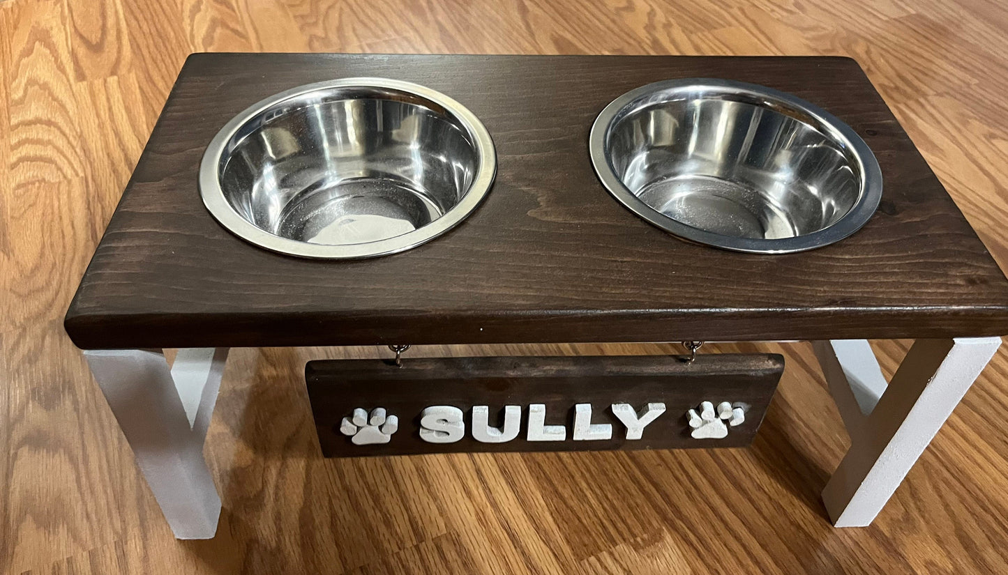 Personalized Farmhouse Raised Dog Bowl Feeder