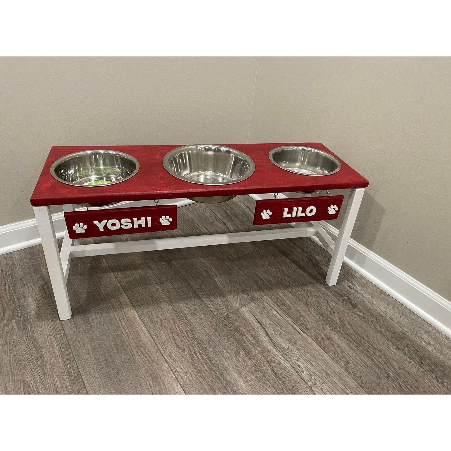 Personalized Farmhouse Raised Dog Bowl Feeder